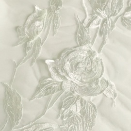 Large Flower Embroidered Tulle IVORY